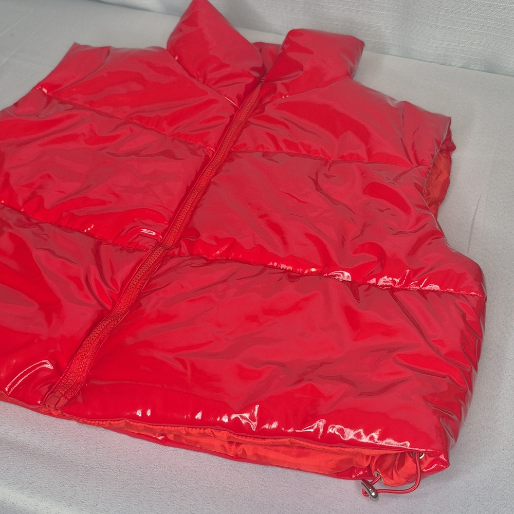 Daisy RED Shiny Glossy Puffy Vest - Picture 7 of 15